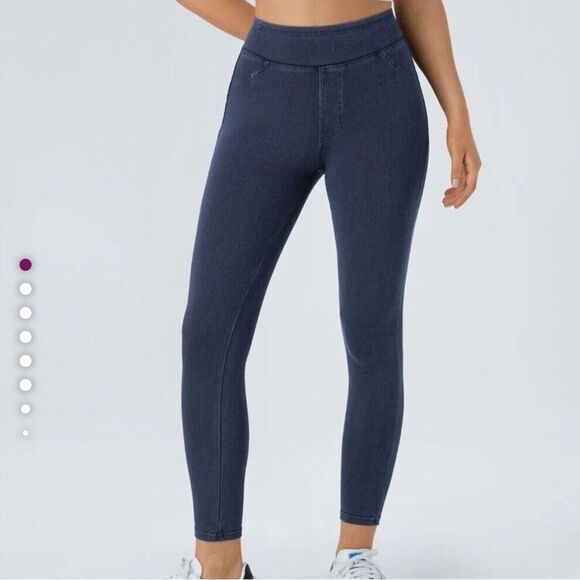 Halara Flex High Waisted Knit Denim Blue Legging 1X NEW - Picture 1 of 10
